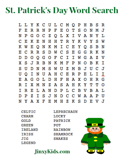 halifax saint patricks day word search