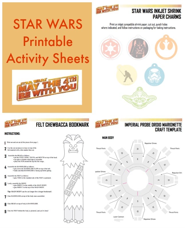 Star Wars Printable Activity Sheets with Crafts and Recipes #