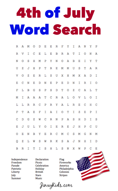 Printable 4th of July Word Search Puzzle