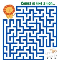 March Lion and Lamb Maze Activity