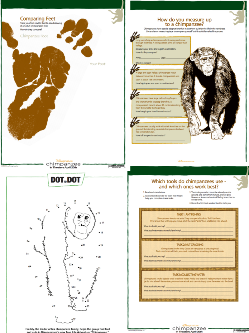 FREE Printable Chimpanzee Family Activity Book - Jinxy Kids