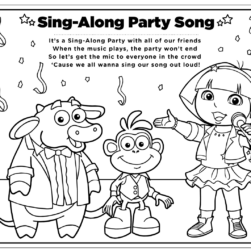 Dora party Song Printable Coloring Page