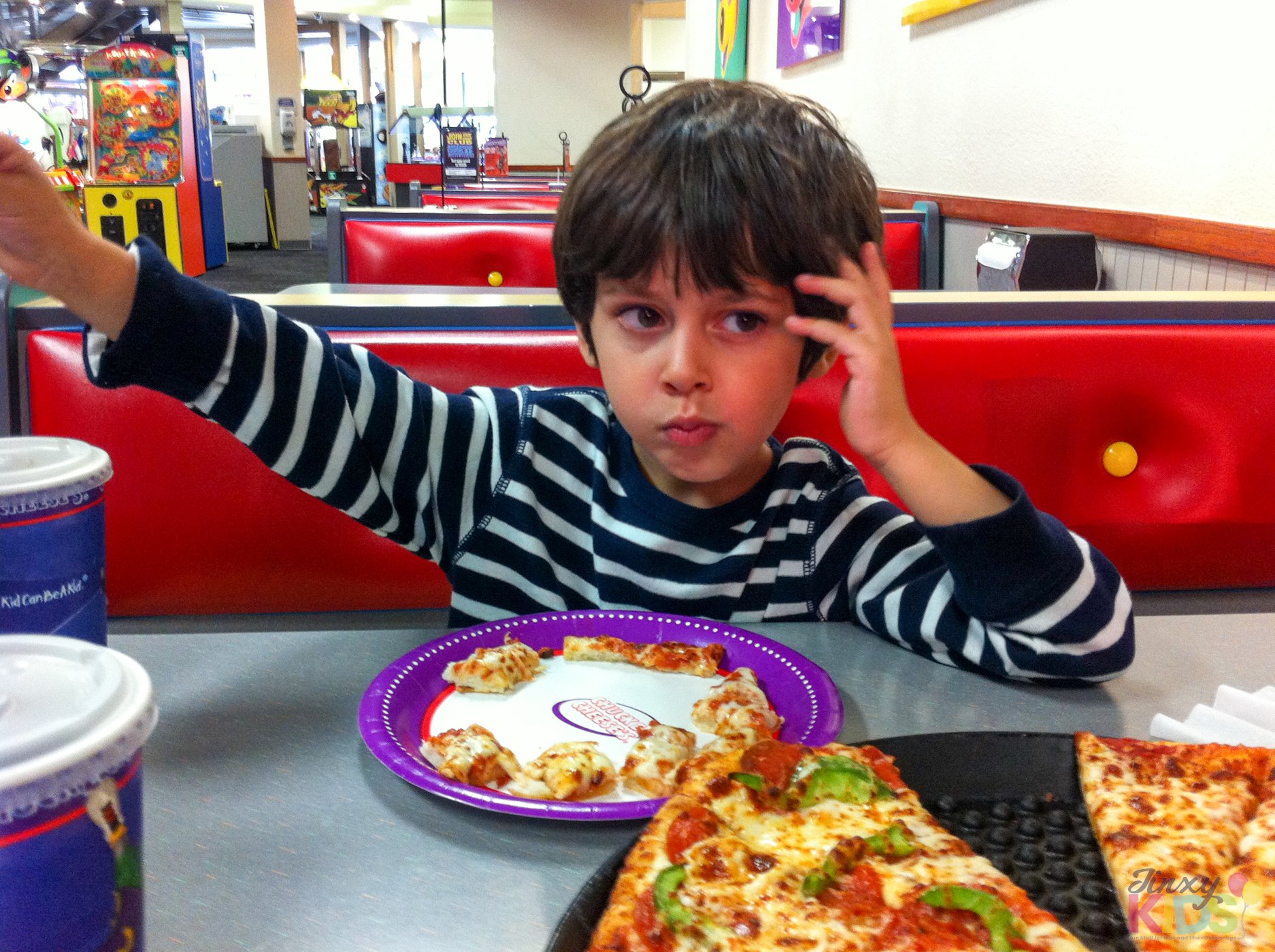 Eating at Chuck E Cheese