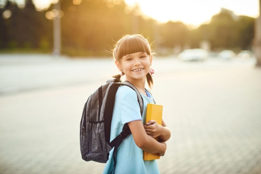 little girl going back to school