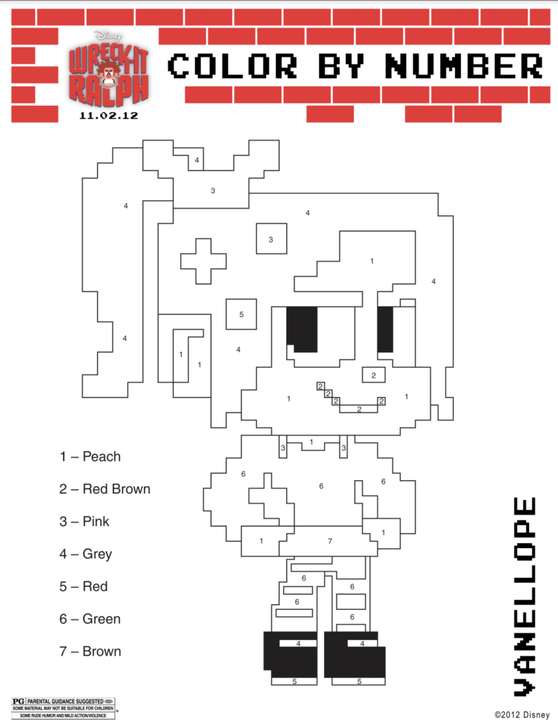 Vanellope Color by Number Activity Sheet