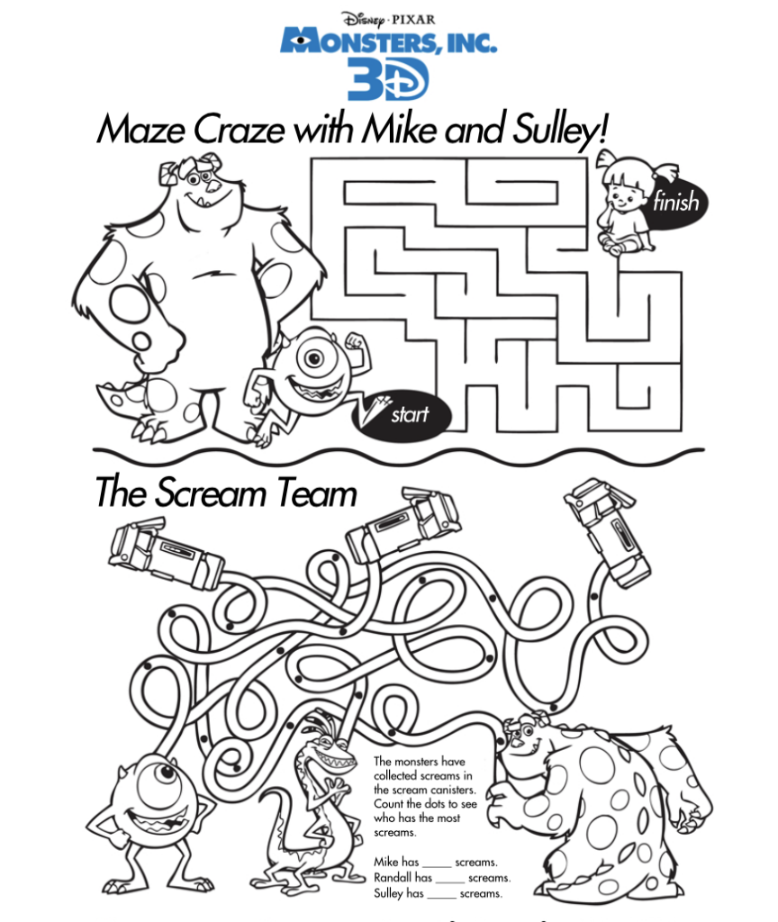 Monsters Inc Printables Printable Word Searches - Free Schedule ...