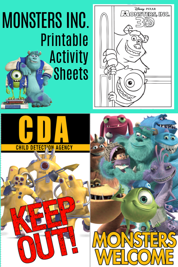 Monsters Inc. Printable Activity Sheets