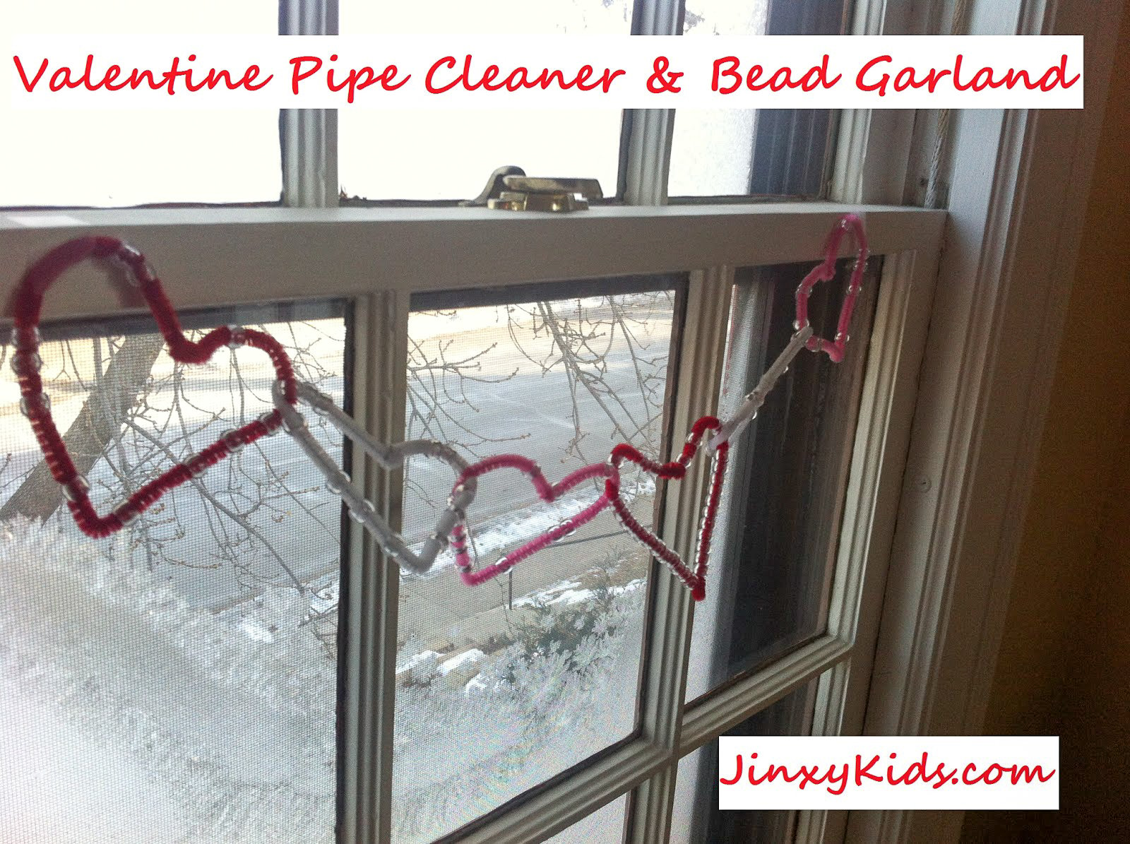 Valentine Heart Garland with Pipe Cleaners and Beads - Jinxy Kids
