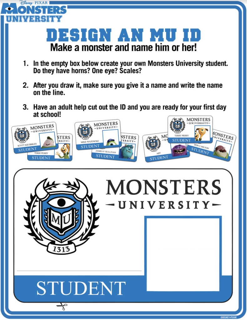 Design a Monsters University ID Card Free Printable