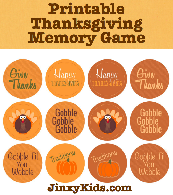 FREE Printable Thanksgiving Memory Game - Jinxy Kids