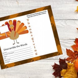 Thanksgiving Placemats for Kids