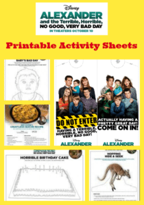 Printable Activity Sheets: ALEXANDER AND THE TERRIBLE, HORRIBLE, NO