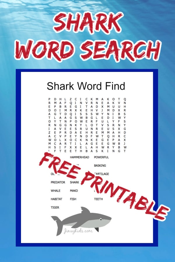 FREE PRINTABLE SHARK WORD SEARCH