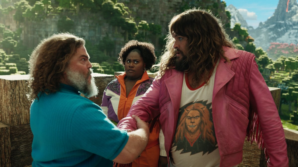 Jack Black and Jason Momoa in A Minecraft Movie.