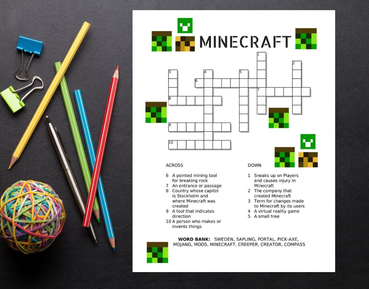 Minecraft Crossword Puzzle Printable.