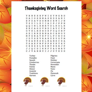 thanksgiving word search puzzle