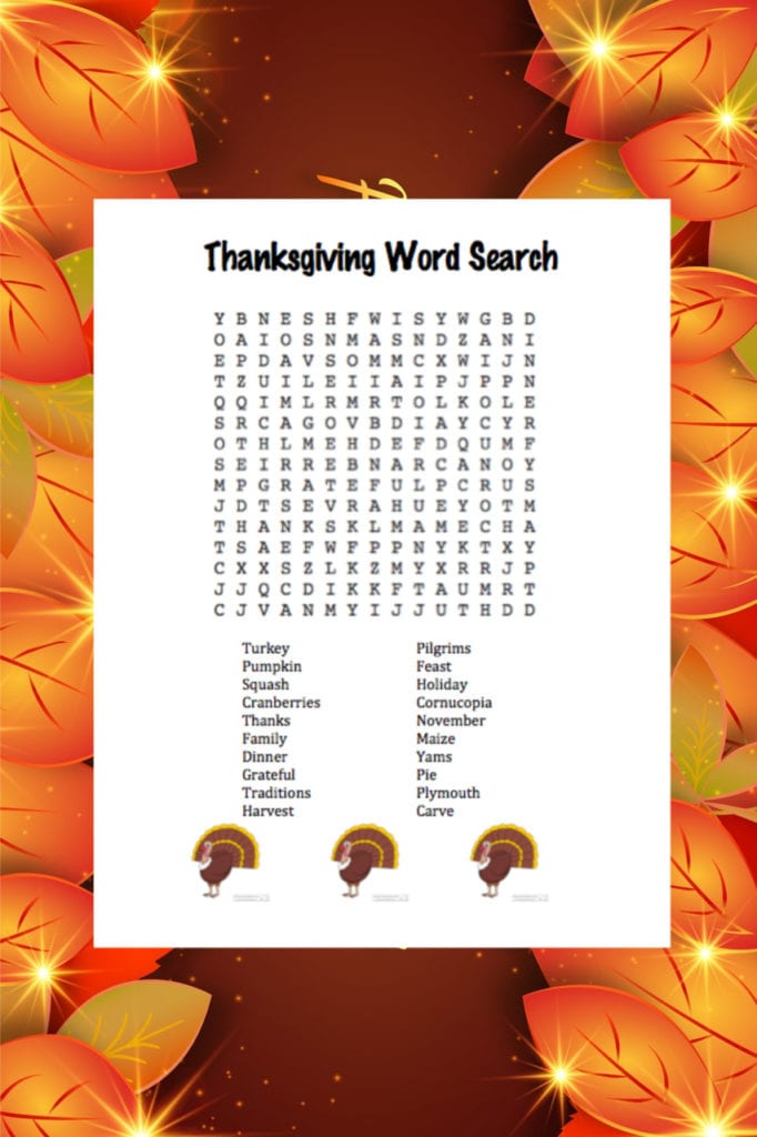 thanksgiving word search puzzle