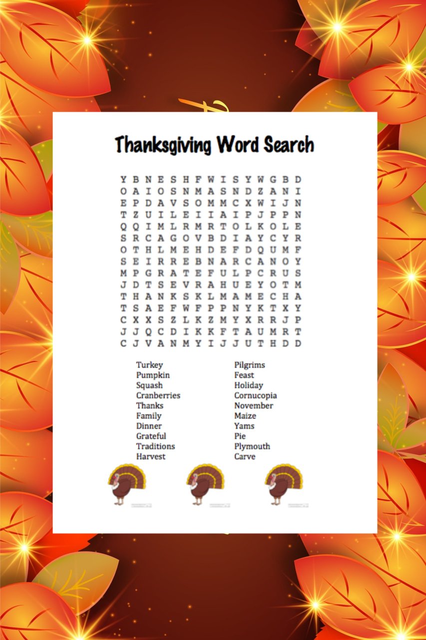 Thanksgiving Word Search Printable - Printable Templates