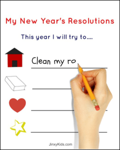 FREE Printable New Year&#039;s Resolutions Activity Sheet for Kids - Jinxy Kids