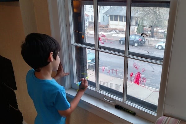 Writing on window with liquid chalk markers