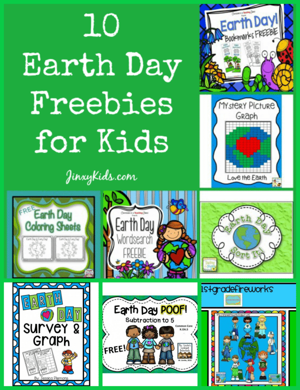 This list of 10 Earth Day Freebies for Kids includes free printable writing activities, coloring pages, math worksheets and more!