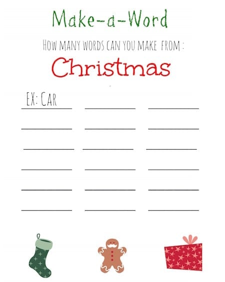 Christmas Make A Word Puzzle