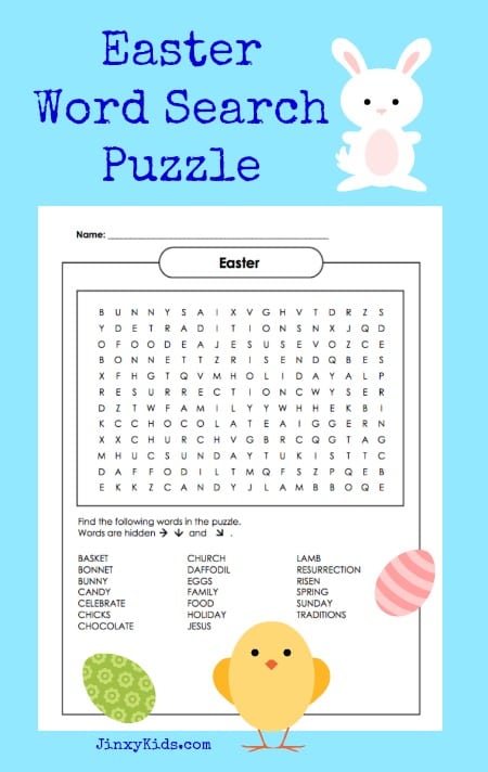 Printable Easter Word Search Puzzle