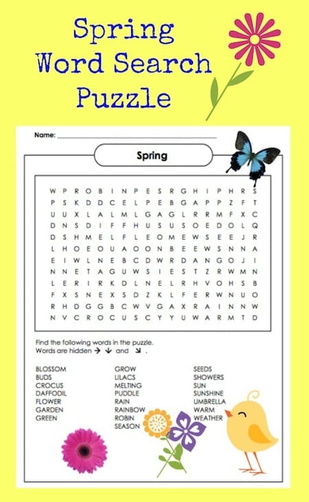 Spring Word Search Puzzle Printable - Jinxy Kids