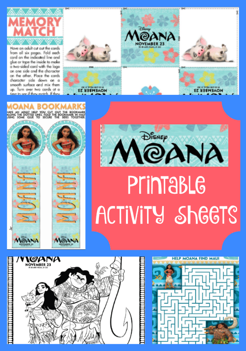 Moana Printable Activity Sheets.