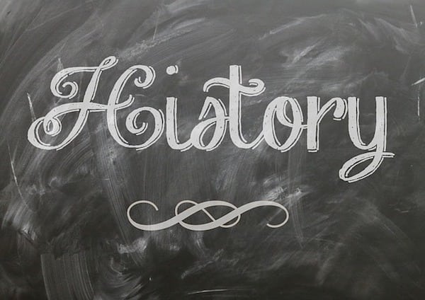blackboard with word history in chalk