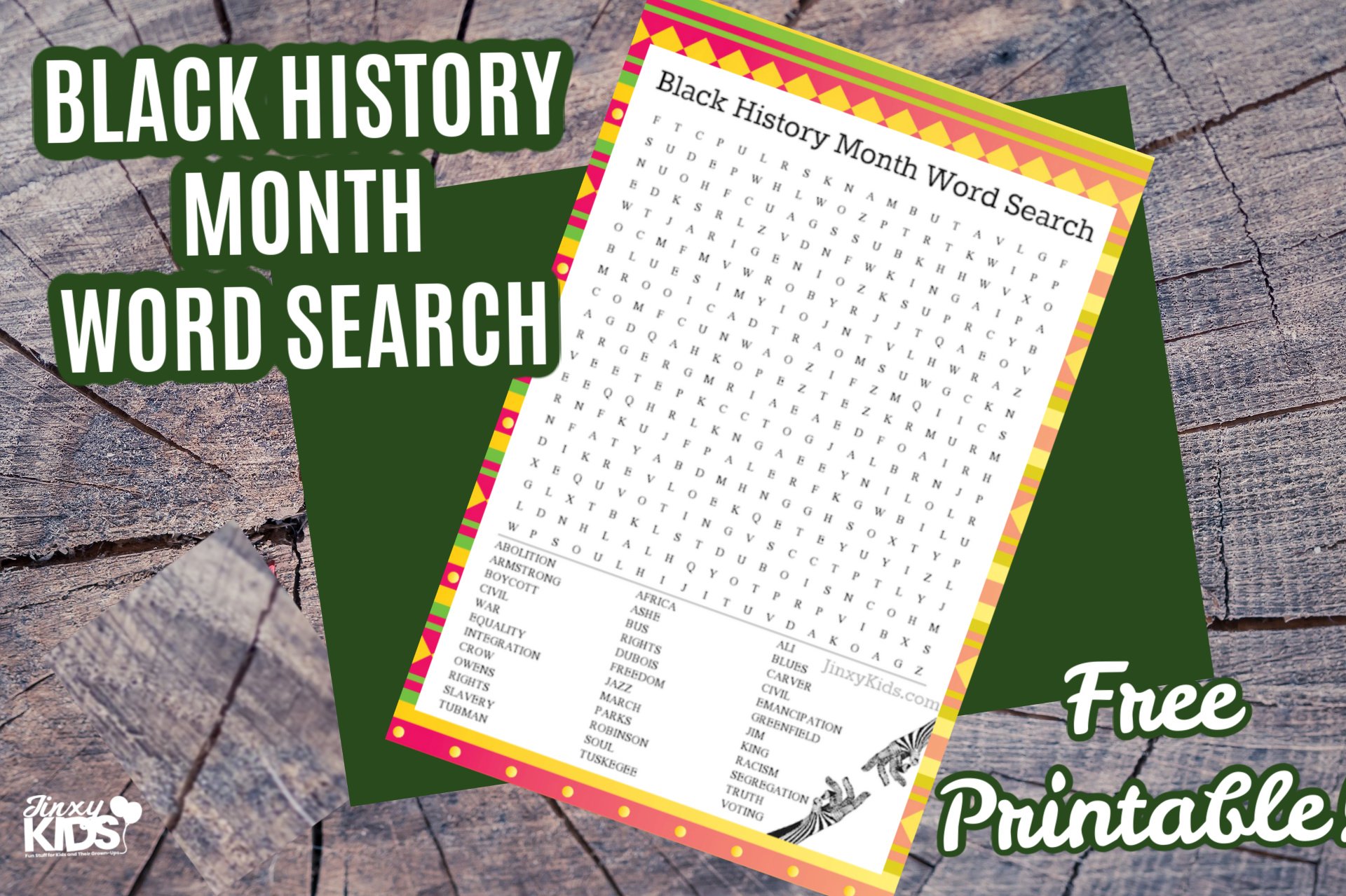 Free Printable Black History Month Word Search Puzzle Jinxy Kids