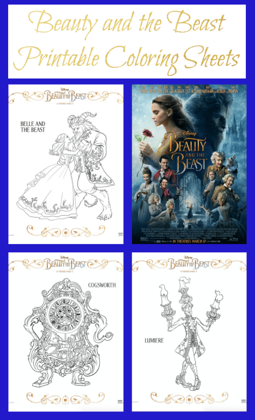 These Disney Beauty and the Beast Printable Coloring Sheets include all of our favorite characters like Belle, the Beast, Lumiere, Cogsworth, Mrs. Potts and more.