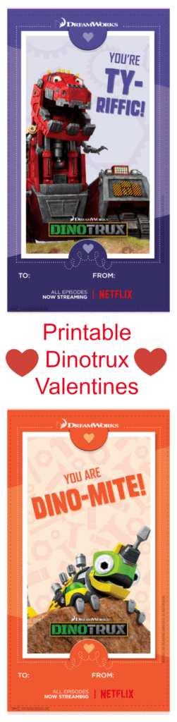 These Printable Dinotrux Valentines feature your favorite characters including Ty, Revvit and Skya! We also have some fun ideas for Dinotrux goodies to attach to your cards.