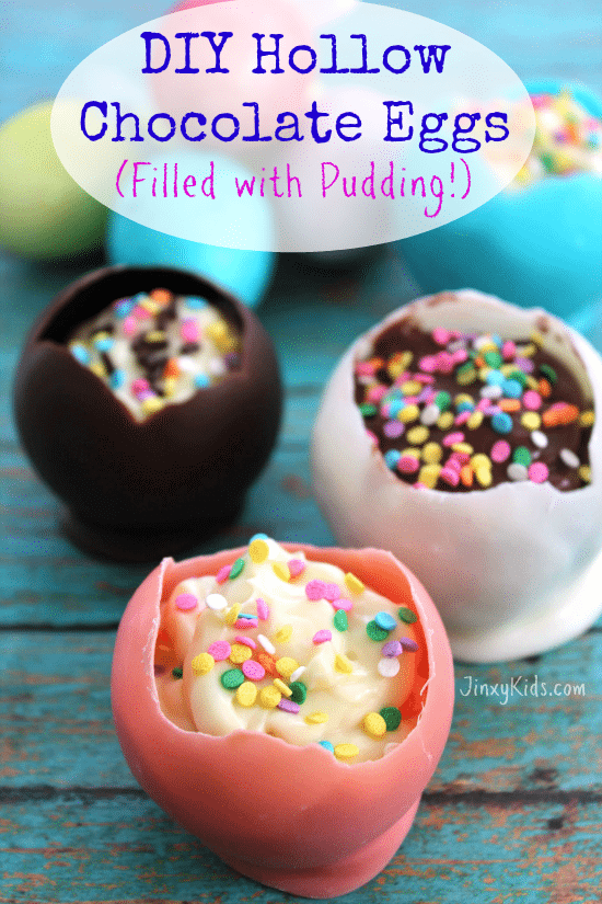 Make hollow chocolate eggs with balloons! Perfect to fill with pudding, ice cream, Easter candies or berries and cream!