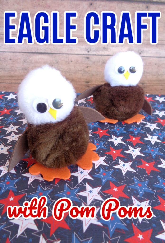 Childrens Eagle Craft with Pom Poms