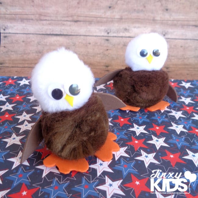 Patriotic Eagle Craft With Pom Poms Perfect For 4th Of July Jinxy Kids