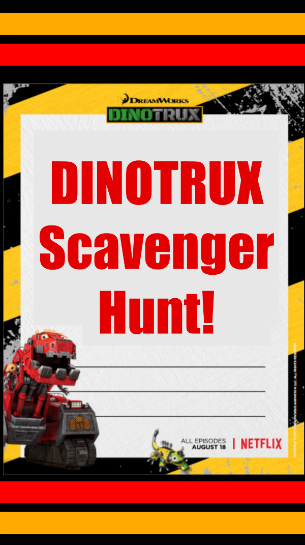 For some Dinotrux fun, grab this printable Dinotrux Scavenger Hunt Activity Page. Find construction-related objects on the list and check them off. There's even extra space to add other construction objects that aren't yet on the list!