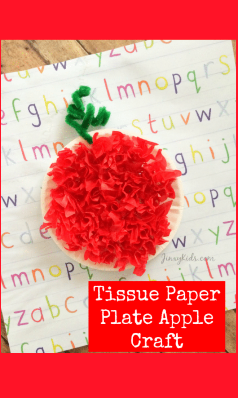 Tissue Paper Plate Apple Craft - Jinxy Kids