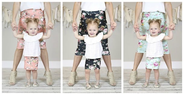 Mommy and Me Floral Pencil Skirts