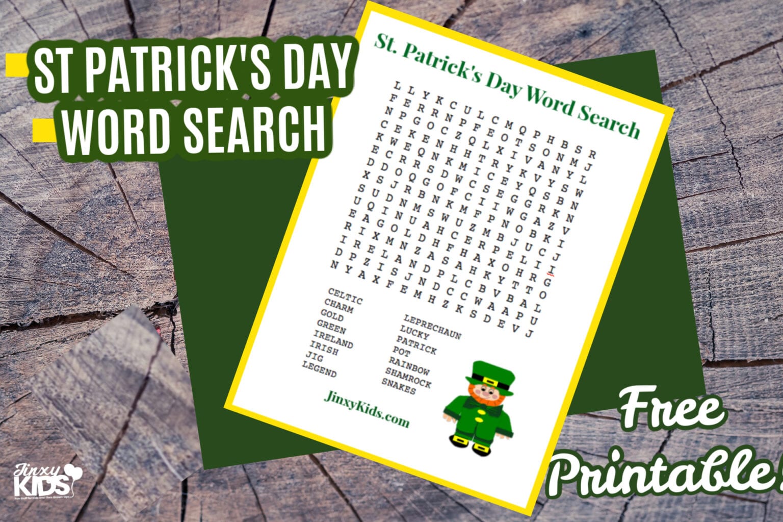 FREE Printable St Patricks Day Word Search Puzzle Jinxy Kids