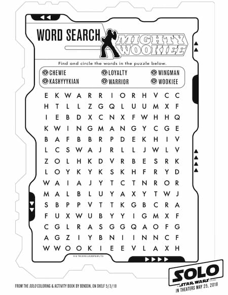 Star Wars Chewbacca Word Search Puzzle