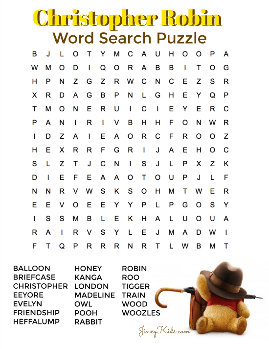 Free Printable Christopher Robin Word Search Puzzle Jinxy Kids