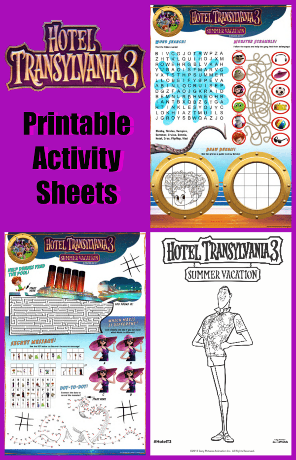 Hotel Transylvania Printable Activity Sheets