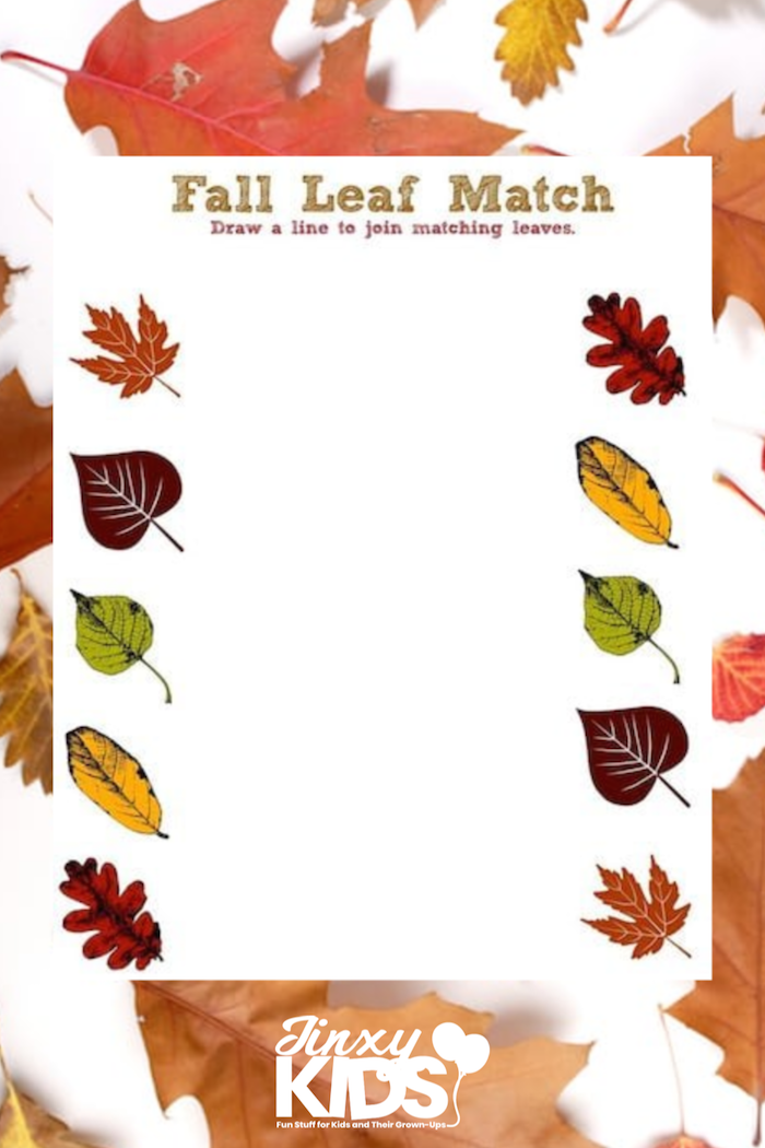 Fall Leaf Printable Activity Sheet Leaf Match Jinxy Kids