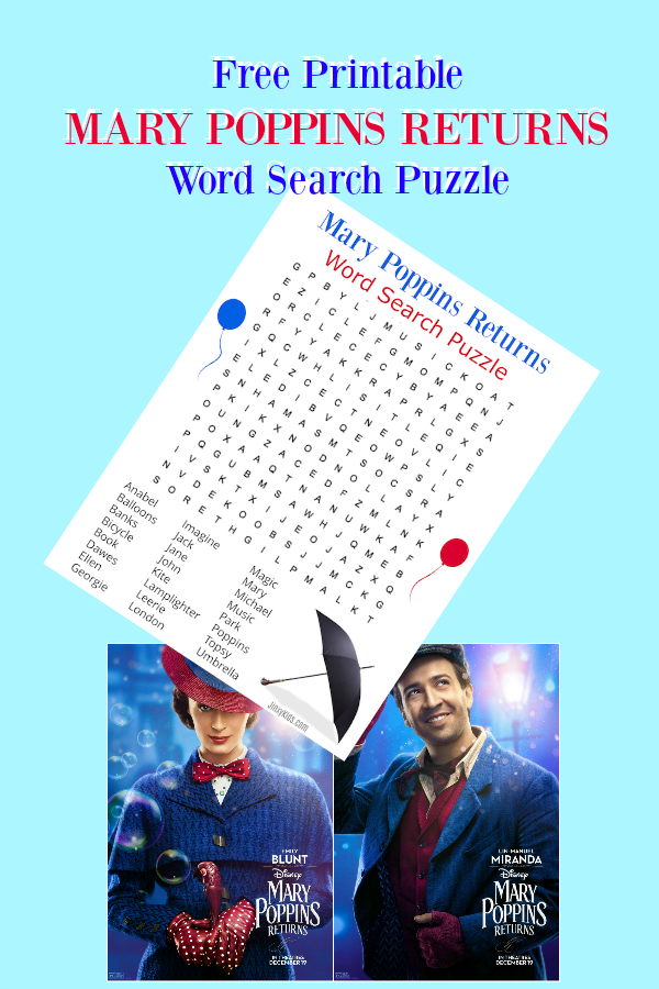 Mary Poppins Returns Word Search Puzzle