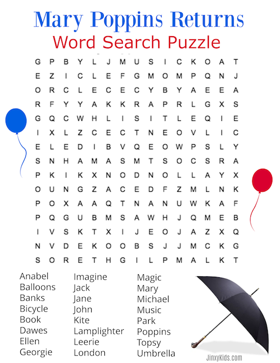 Mary Poppins Returns Word Find