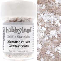 Hobbyland Edible Sprinkles (Metallic Silver Glitter Stars, 4.5g)