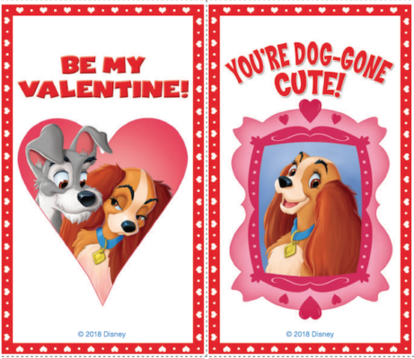 FREE Printable Lady and the Tramp Valentines - Jinxy Kids