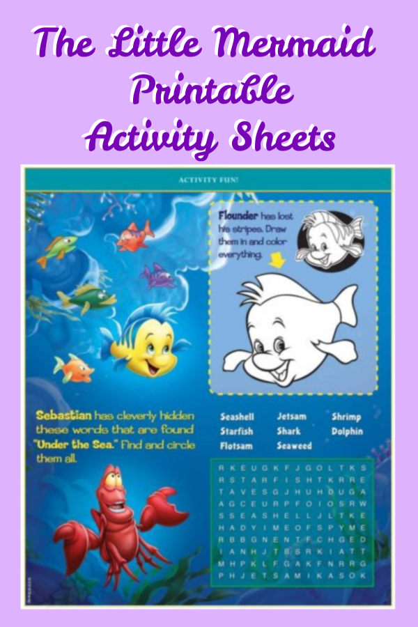 the little mermaid printable activity sheets  jinxy kids