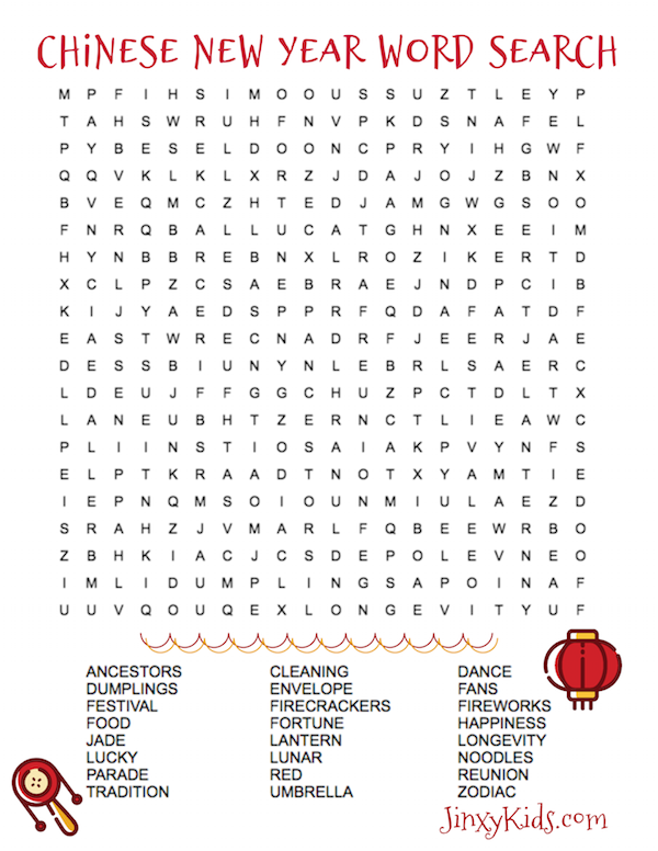 Happy Chinese New Year Word Search